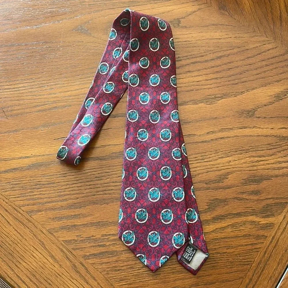 Vintage Christian Dior‎ Maroon Silk Tie